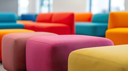 Fototapeta premium Smart fabric integrated furniture adapting shape and firmness based on user posture, ergonomic comfort, dynamic seating, responsive living