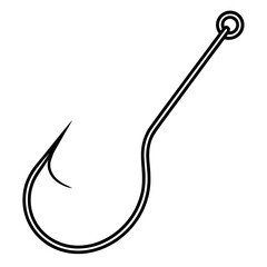 Fishing hook outline vector, a modern fishing hook icon art design, black vector fishing hook outline, black vector of a fishing hook, simple fishing hook art