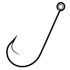 Fishing hook outline vector, a modern fishing hook icon art design, black vector fishing hook outline, black vector of a fishing hook, simple fishing hook art