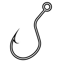 Fishing hook outline vector, a modern fishing hook icon art design, black vector fishing hook outline, black vector of a fishing hook, simple fishing hook art