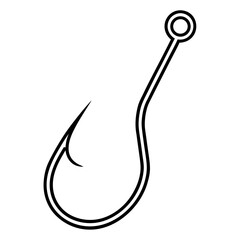 Fishing hook outline vector, a modern fishing hook icon art design, black vector fishing hook outline, black vector of a fishing hook, simple fishing hook art