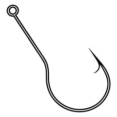Fishing hook outline vector, a modern fishing hook icon art design, black vector fishing hook outline, black vector of a fishing hook, simple fishing hook art