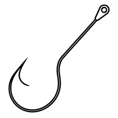 Fishing hook outline vector, a modern fishing hook icon art design, black vector fishing hook outline, black vector of a fishing hook, simple fishing hook art