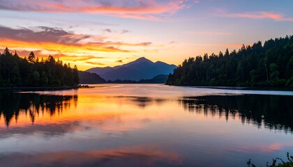 Fototapeta premium Serene lake at sunrise