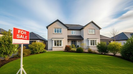 New Family Home For Sale with Green Lawns and Picturesque Front Yard in a Residential Neighborhood