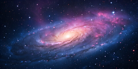 Galaxy with colorful stars and nebula cosmic space abstract illustration