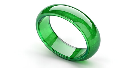 Green glossy abstract ring design isolated on white background for modern graphic art visuals