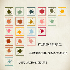 Fototapeta premium Colorful paint splatters in square frames on textured background, a vibrant artistic display