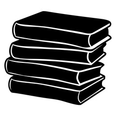 Stack of books outline vector, a modern stack of books icon art design, black vector of various books, simple various books art, books isolated