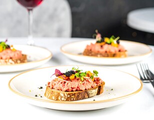 Gourmet appetizer, tapas, or hors d'oeuvres.  Elegant, refined