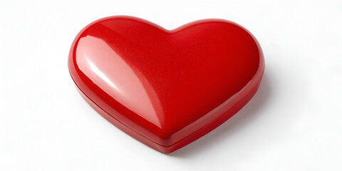 Red glossy Valentine heart isolated on white background romantic love symbol
