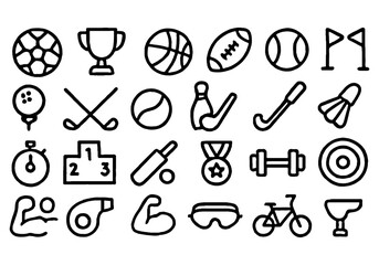 Sports icons set for your team, club, or event, representing athletic competition and recreation