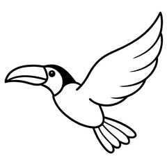 Obraz premium Toucan bird flying outline vector, a modern toucan head icon art design, black vector of a toucan animal, simple toucan bird art, a toucan isolated