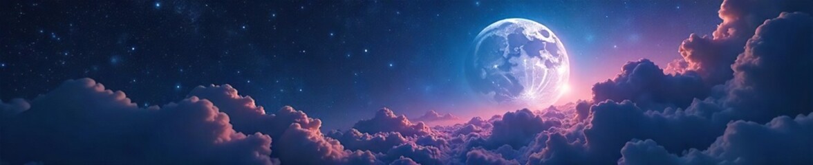 Ethereal moonlight bathes a vast, star-studded universe, celestial bodies glowing with soft, otherworldly light Perfect for fantasy, science fiction, and cosmic themes , nebula, wonder, shadows