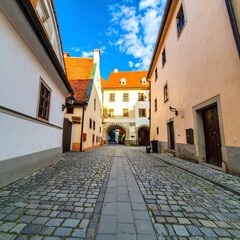Fototapeta premium Old European cobblestone street