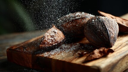 Cocoa pods lifestyle decorative inspiration modern artistic photography composition stylish arrangement design concept chocolate