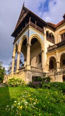Obraz premium Old European mansion with ornate architecture