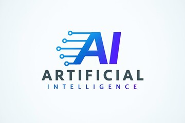 Fototapeta premium Modern ai logo design with circuits and text for artificial intelligence
