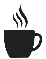 Black coffee cup with steam beverage