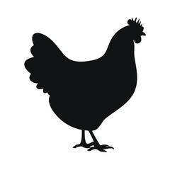 Black silhouette of a hen standing chicken fowl