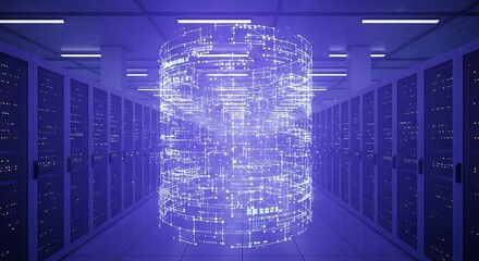 Data Center Server Room Digital Visualization.