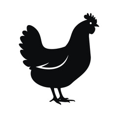 Black silhouette of a hen standing chicken poultry