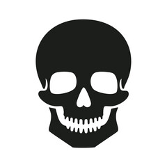 Black skull with white eye sockets and teeth human skull graphic