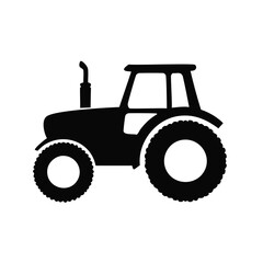Black tractor silhouette with large wheels and exhaust pipe vehicle agriculture