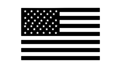Black and White American Flag Graphic Isolated on White.
