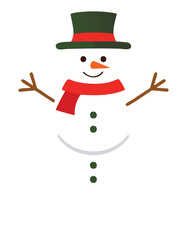 Cheerful snowman with hat and scarf winter holiday
