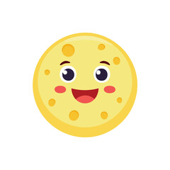 Cheerful yellow round character with holes and rosy cheeks cartoon