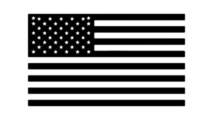 Black and white American flag vector graphic isolated.