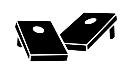 Black and White Silhouette of Two Cornhole Game Boards.
