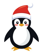 Cute penguin wearing santa hat christmas cartoon