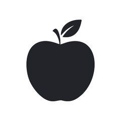 Dark apple with leaf silhouette fruit food