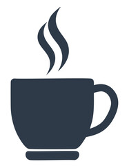 Dark blue steaming coffee cup hot beverage drink