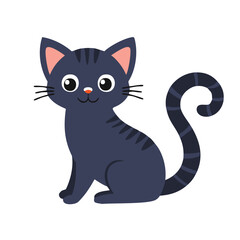 Dark gray striped cat with pink ears and white eyes feline animal