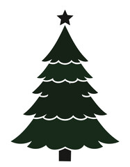 Dark green evergreen tree with black star topper christmas tree pine