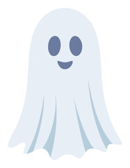 Friendly ghost with simple face and flowing fabric happy smiling
