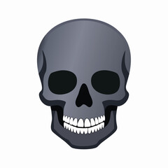 Gray skull with dark eye sockets and white teeth human skull