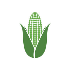 Green Corn Cob Icon With Leaves maize grain © MrFahim