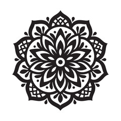 Black Mandala Flower Pattern Vector | Geometric Ornamental Design