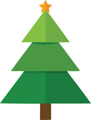 Green layered pine tree with orange star christmas tree evergreen