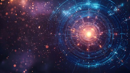Obraz premium An abstract representation of the universe showcases a celestial event, filled with mesmerizing stars and galaxies. The intricate design captures the vastness of the cosmos.