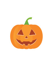 Orange pumpkin with carved face and green stem jack o lantern halloween © MrFahim