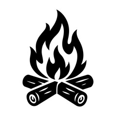 Campfire Bonfire Flame Vector Illustration – Firewood Burning Logo Design
