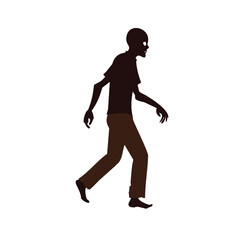 Silhouette of a walking zombie with dark clothing figure