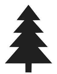 Fototapeta premium Stylized black evergreen tree silhouette simple