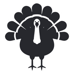 Stylized dark turkey with fanned tail feathers and tie bird fowl