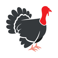 Stylized turkey with red head and dark body bird fowl